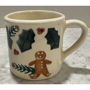 Vintage 1982 Hartstone Pottery Christmas Gingerbread Man Mug Holly Berries